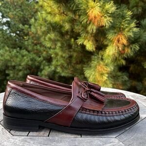 Johnston & Murphy Argon II Loafer Mens‎ 10.5 Tassel Black Brown Leather Shoes